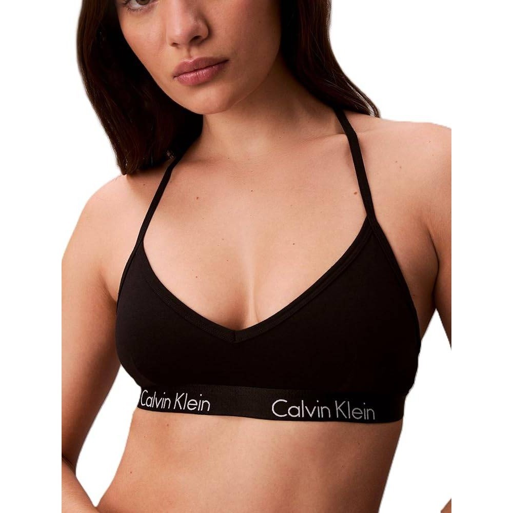 Calvin Klein 2 Pack Motive Cotton Stretch Lightly Lined Bralettes Black Grey M